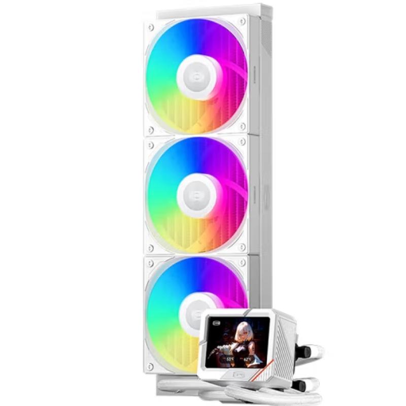 超頻三 GT360北境3.5吋液晶屏 一體式CPU水冷散熱器 白色（ARGB/多平臺扣具）
