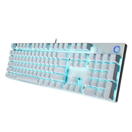 惠普（HP）GK400F 白色青軸機械鍵盤 辦公電競游戲?qū)Ｓ? style=
