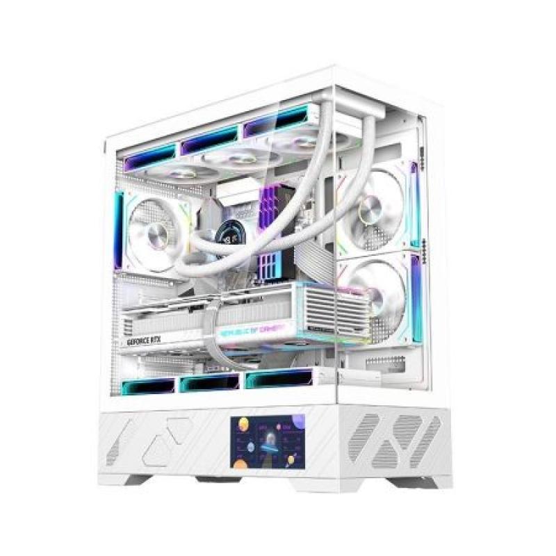 玩嘉 千禧ATX -副屏版 白色（無立柱270度海景房） 5.5寸顯示屏，支持自定義屏幕設(shè)置，顯示屏可互換位置，