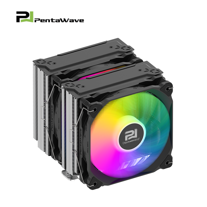 攀威(PENTAWAVE) Z06D LE SRB ARGB 銀黑 6熱管雙塔12CM風(fēng)冷CPU散熱器回流焊高性能 塔體高度158mm 扣具支持LGA1700/1851/AM4/AM5