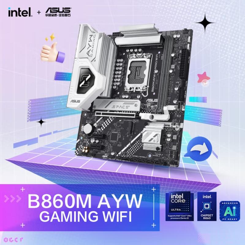 華碩 B860M AYW GAMING WIFI 哎呦喂主板 M-ATX DDR5 支持 CPU 245KF/230/225 (Intel B860/LGA 1851）