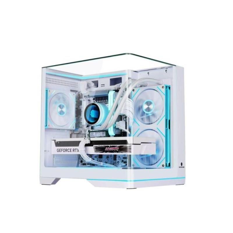 玩嘉 問界MINI 白色：MATX結(jié)構(gòu)，Tvpe-c接口， 一體曲面玻璃，三面?zhèn)韧?，自帶ARGB氛圍燈條，240水冷，顯卡限長(zhǎng)33厘米