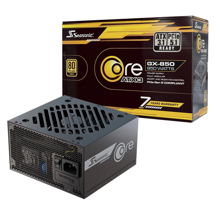 海韻 CORE GX850W ATX3金牌全模組電腦電源 黑色 12V-2x6供電接口 全套壓紋模組線 七年質(zhì)保