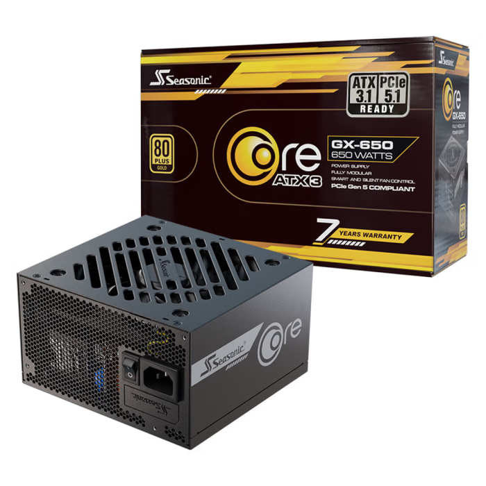海韻 CORE GX 650W金牌電腦電源 黑色 ATX3.1/PCIe5.1/12V-2x6 支持50系顯卡