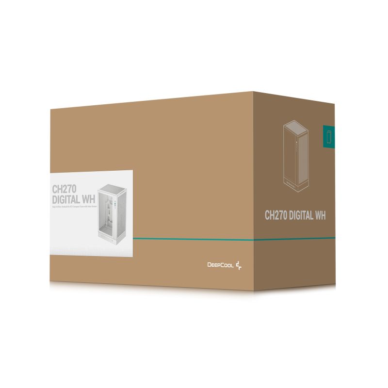 九州風(fēng)神（DEEPCOOL）CH270數(shù)顯白色機箱 立式桌面電腦機箱智慧屏顯支持MATX背插360水冷機箱
